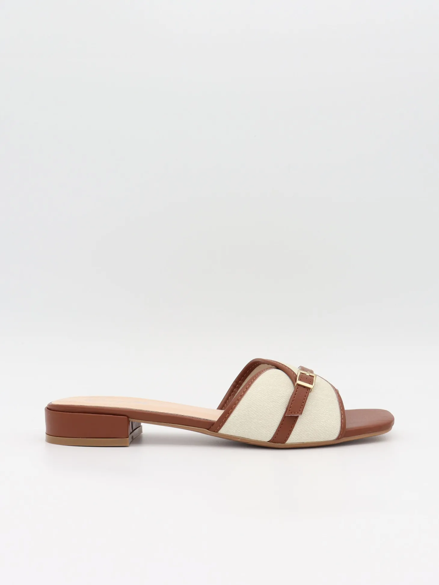 Natalie sandaler med hæl - Lysebrun/off-white