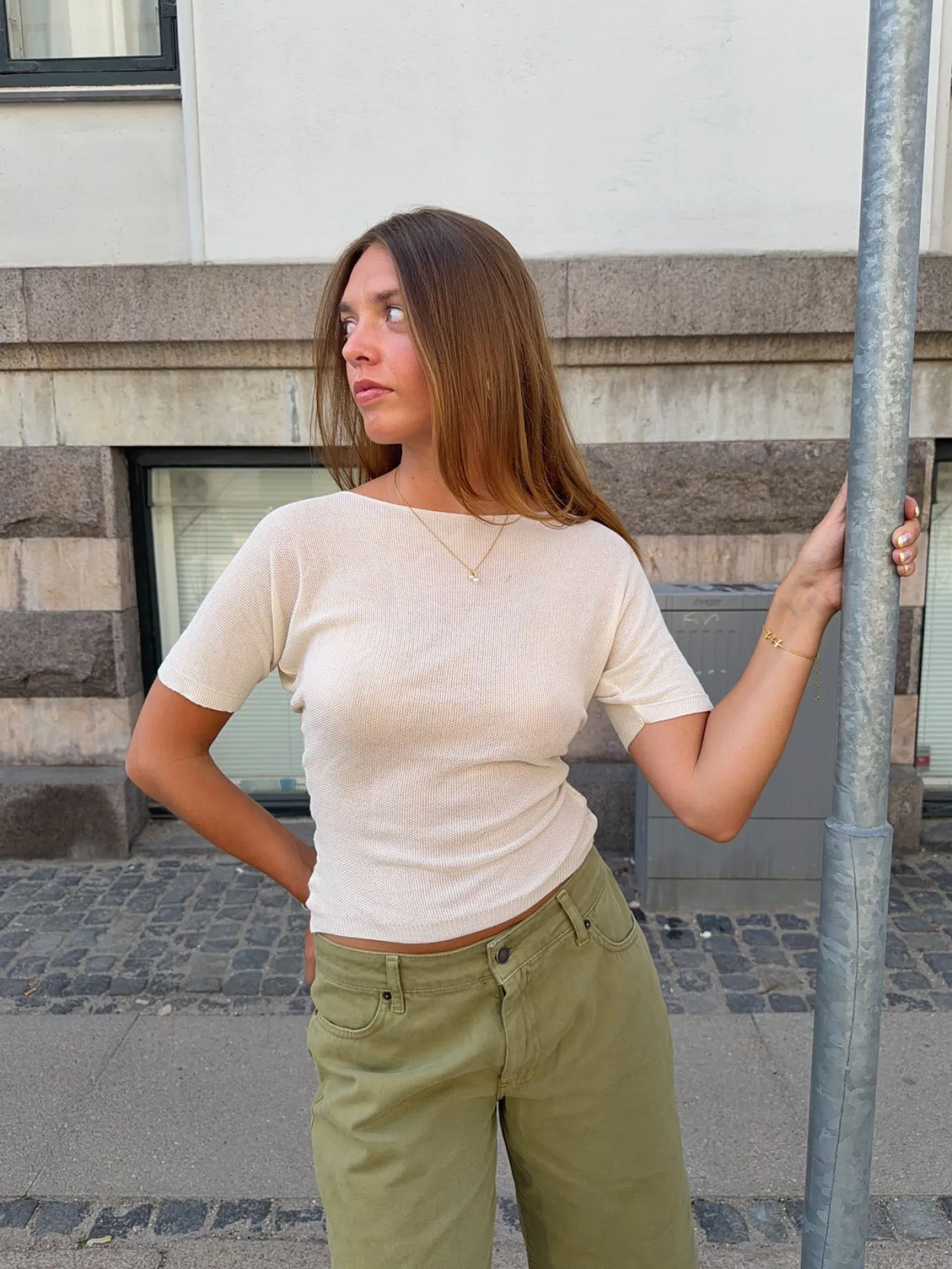 Nicana top i strik - Off white