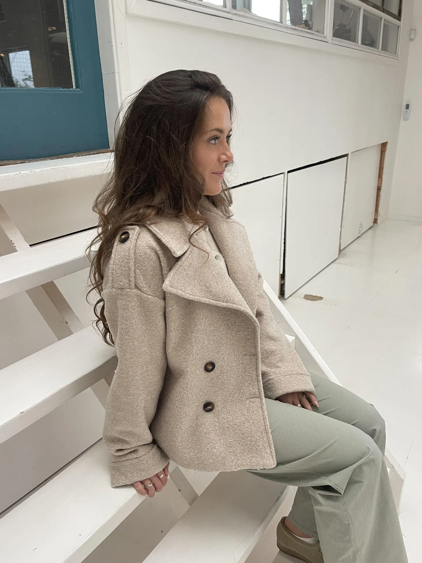 Nicole kort frakke - beige