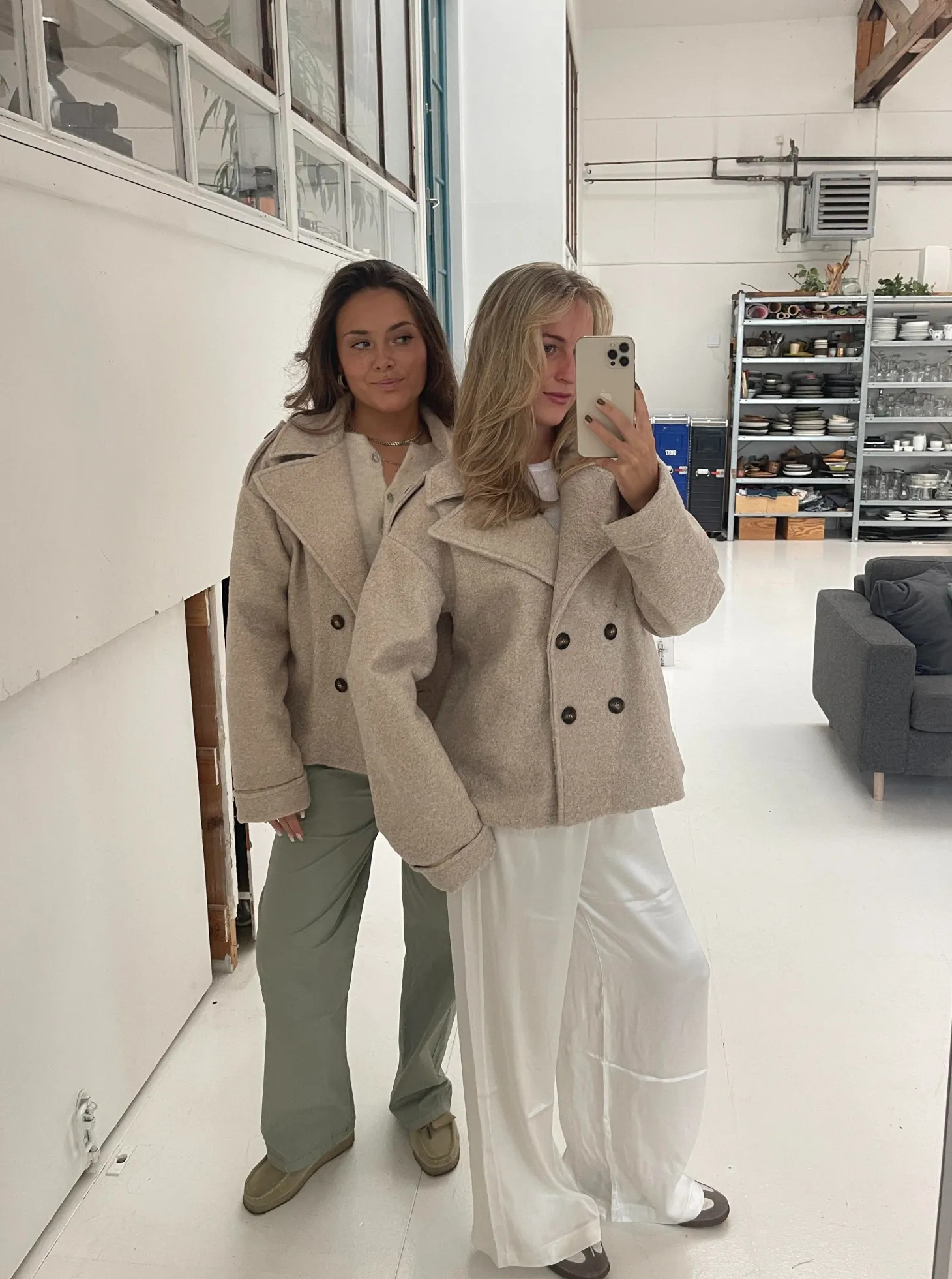 Nicole kort frakke - beige