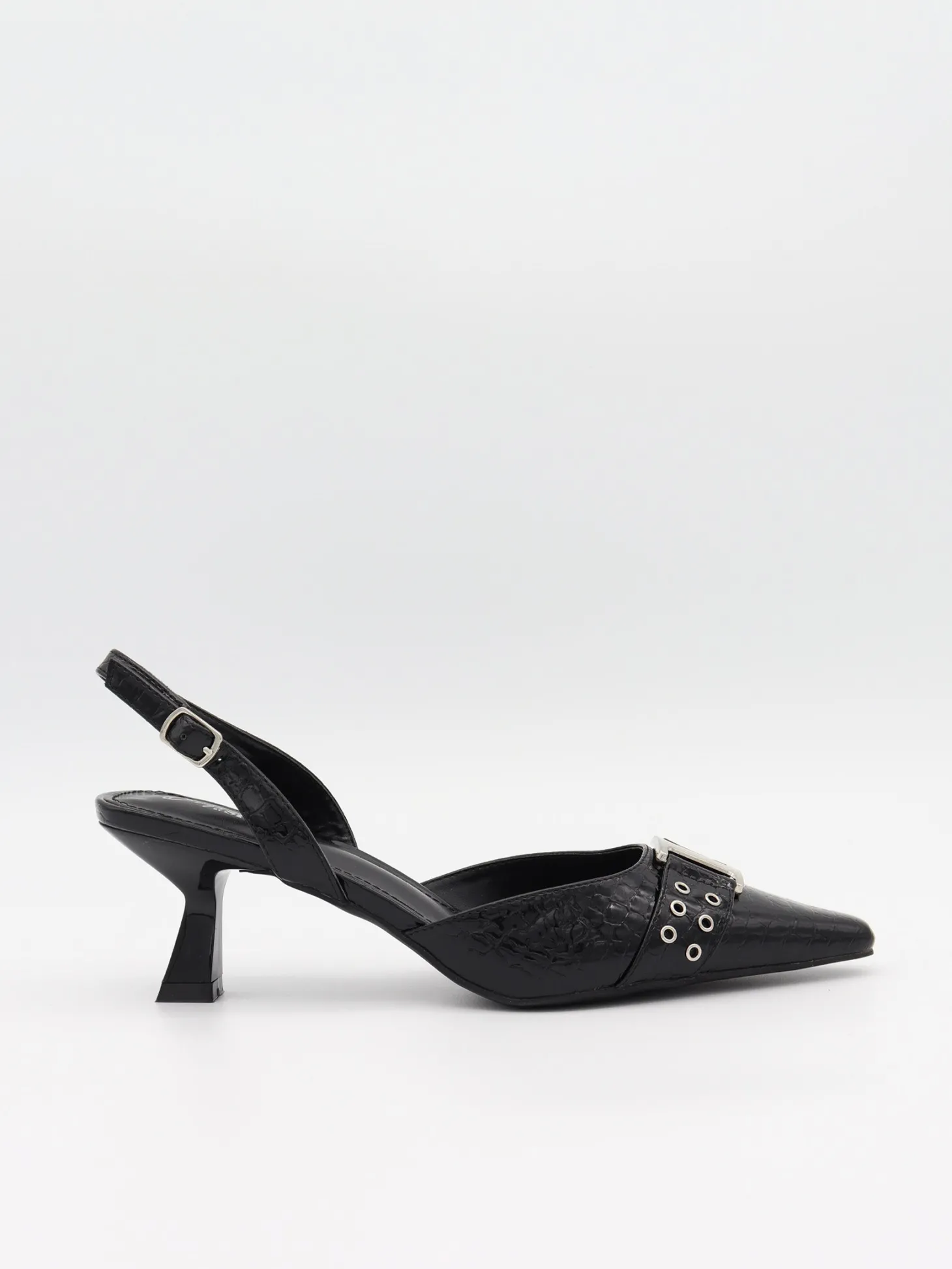 Nida slingback stiletter med spænde - Sort