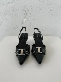 Nida slingback stiletter med spænde - Sort