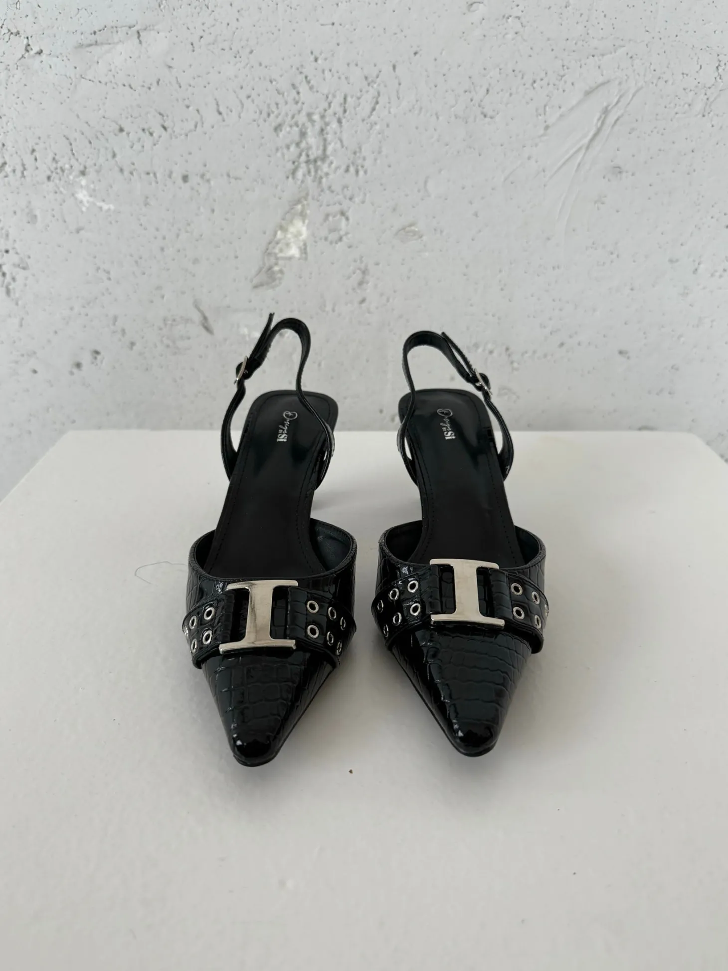 Nida slingback stiletter med spænde - Sort