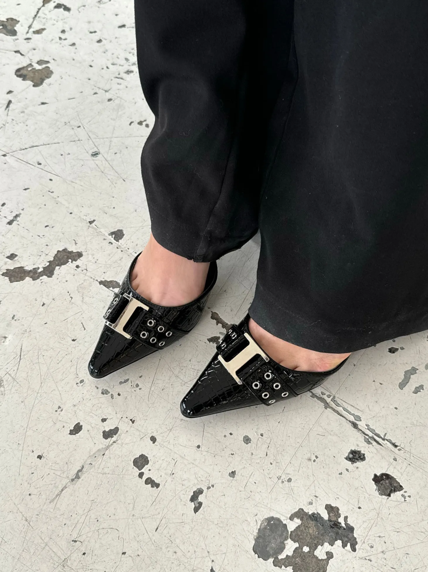 Nida slingback stiletter med spænde - Sort