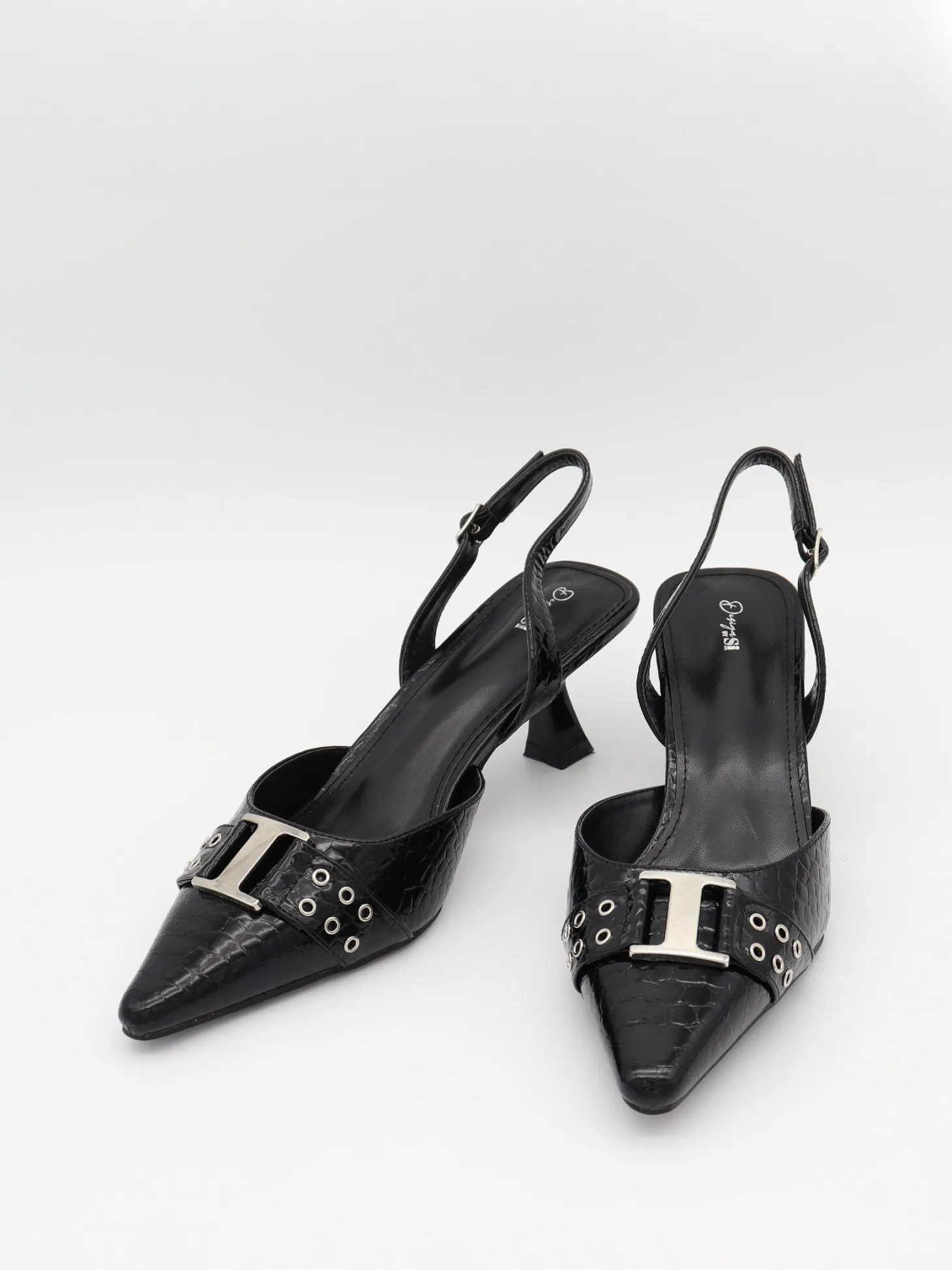 Nida slingback stiletter med spænde - Sort