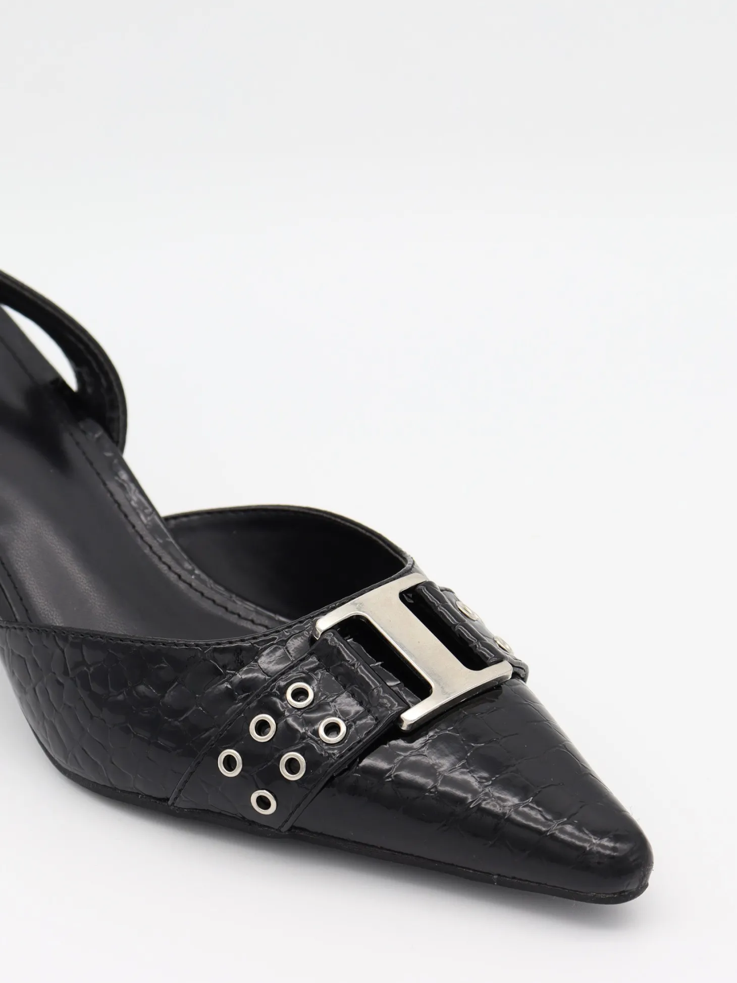 Nida slingback stiletter med spænde - Sort