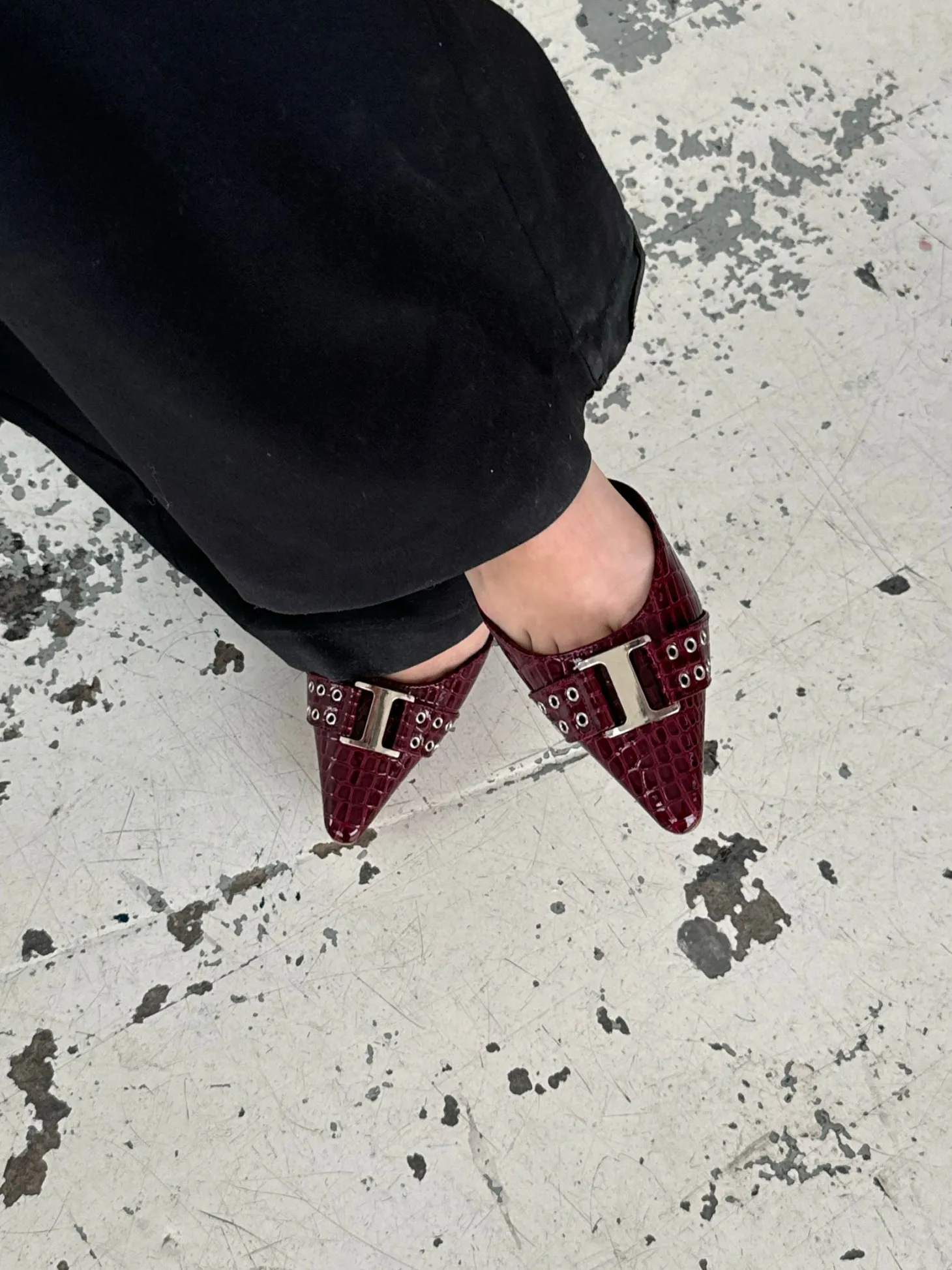Nida slingback stiletter med spænde - Vinrød