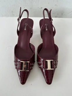 Nida slingback stiletter med spænde - Vinrød