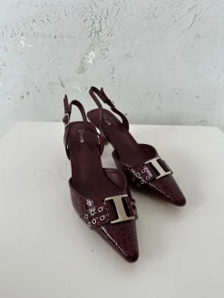 Nida slingback stiletter med spænde - Vinrød