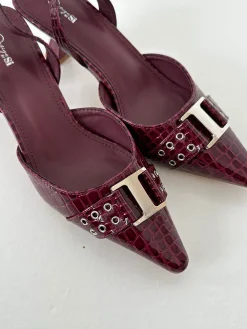 Nida slingback stiletter med spænde - Vinrød