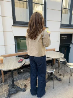 Noami kort jakke med krave - Beige/navy