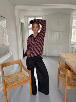Nova polo med striber - Rød/hvid/sort