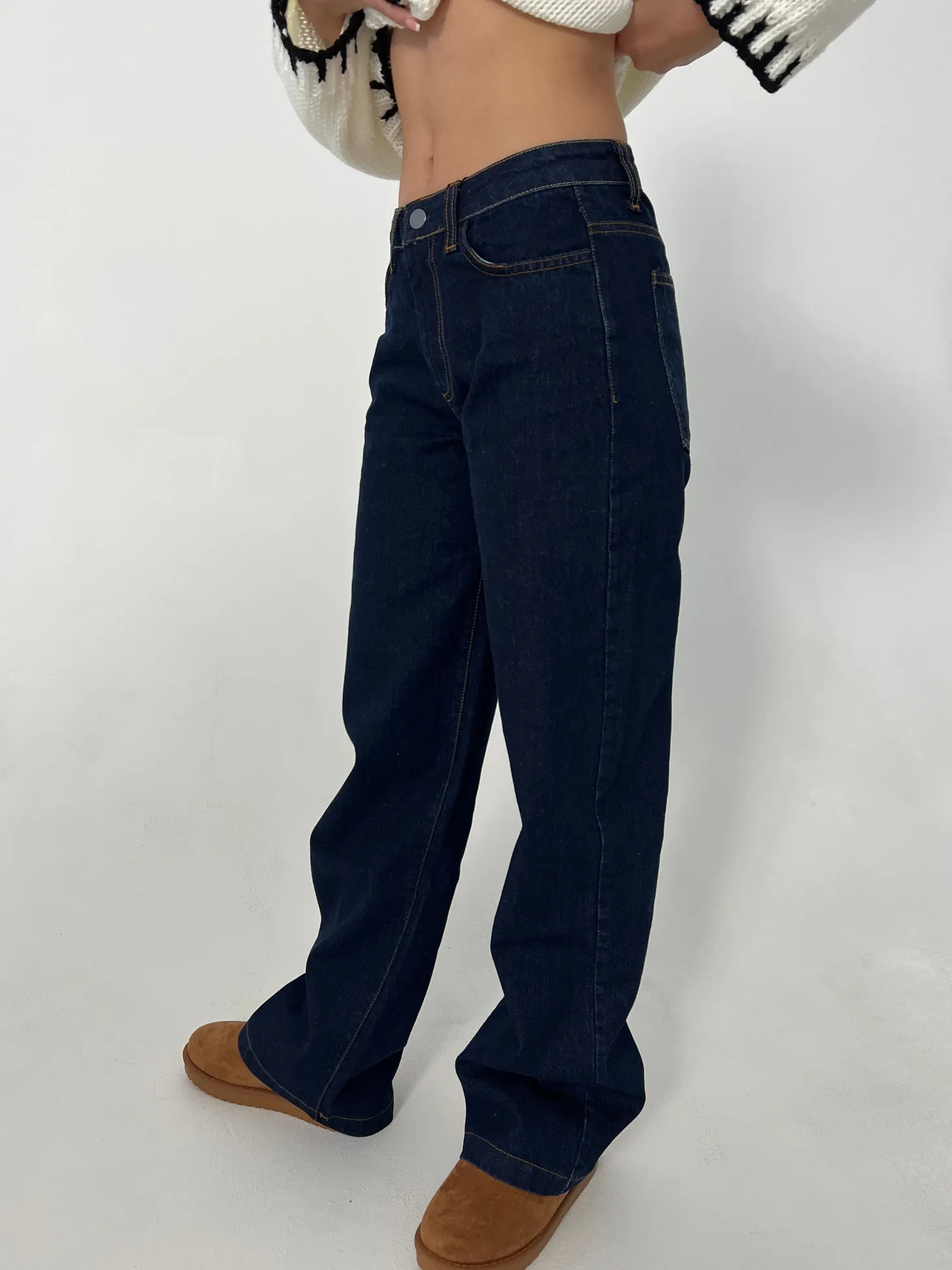 Nuna lavtaljede jeans - Mørk denim