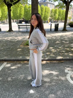 Obban sweatpants med blonder - Grå/hvid