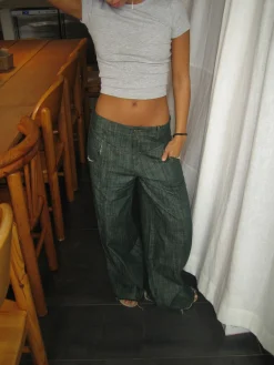 Olive jeans med detaljer - Blågrøn