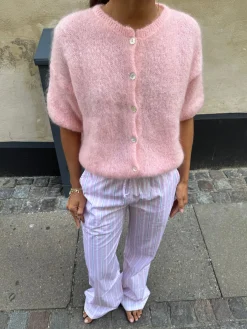 Olivia kortærmet mohair cardigan - Lyserød