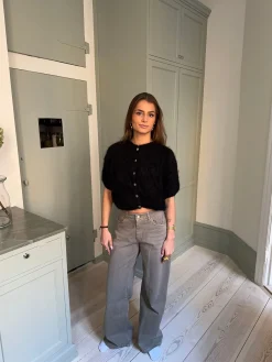 Olivia kortærmet mohair cardigan - Sort