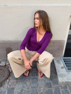 Penny bluse med trekvartærmer - Lilla