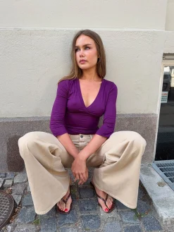 Penny bluse med trekvartærmer - Lilla