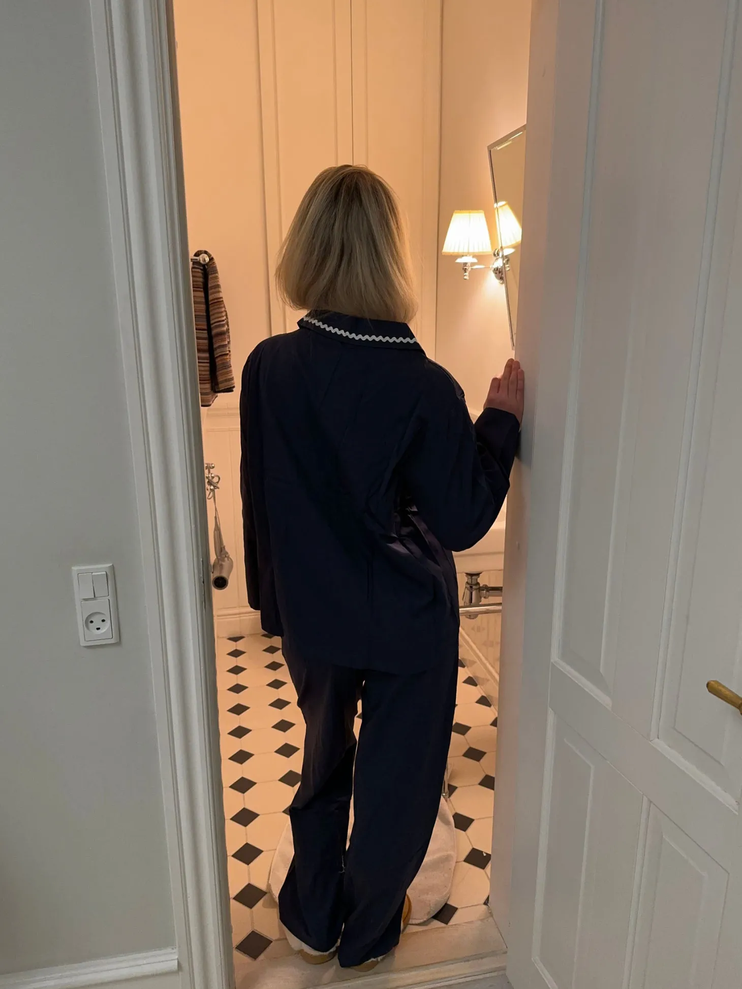 Pinja pyjamas sæt - Navy/hvid