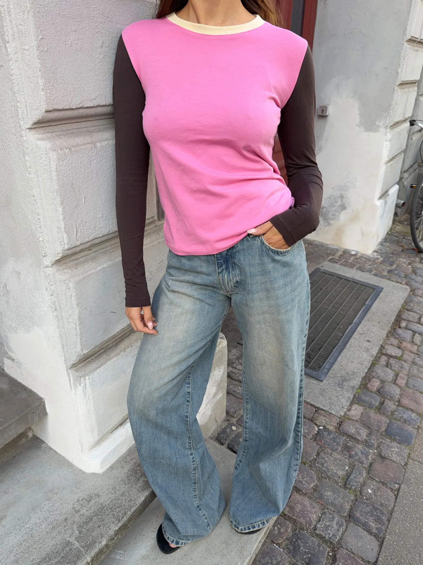 Ranaya bluse - Lyserød/brun/beige
