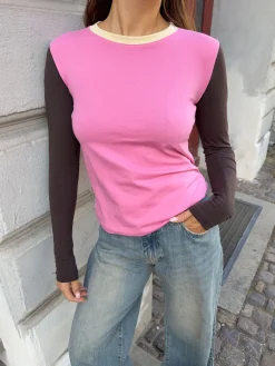 Ranaya bluse - Lyserød/brun/beige