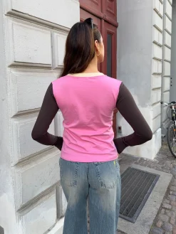 Ranaya bluse - Lyserød/brun/beige