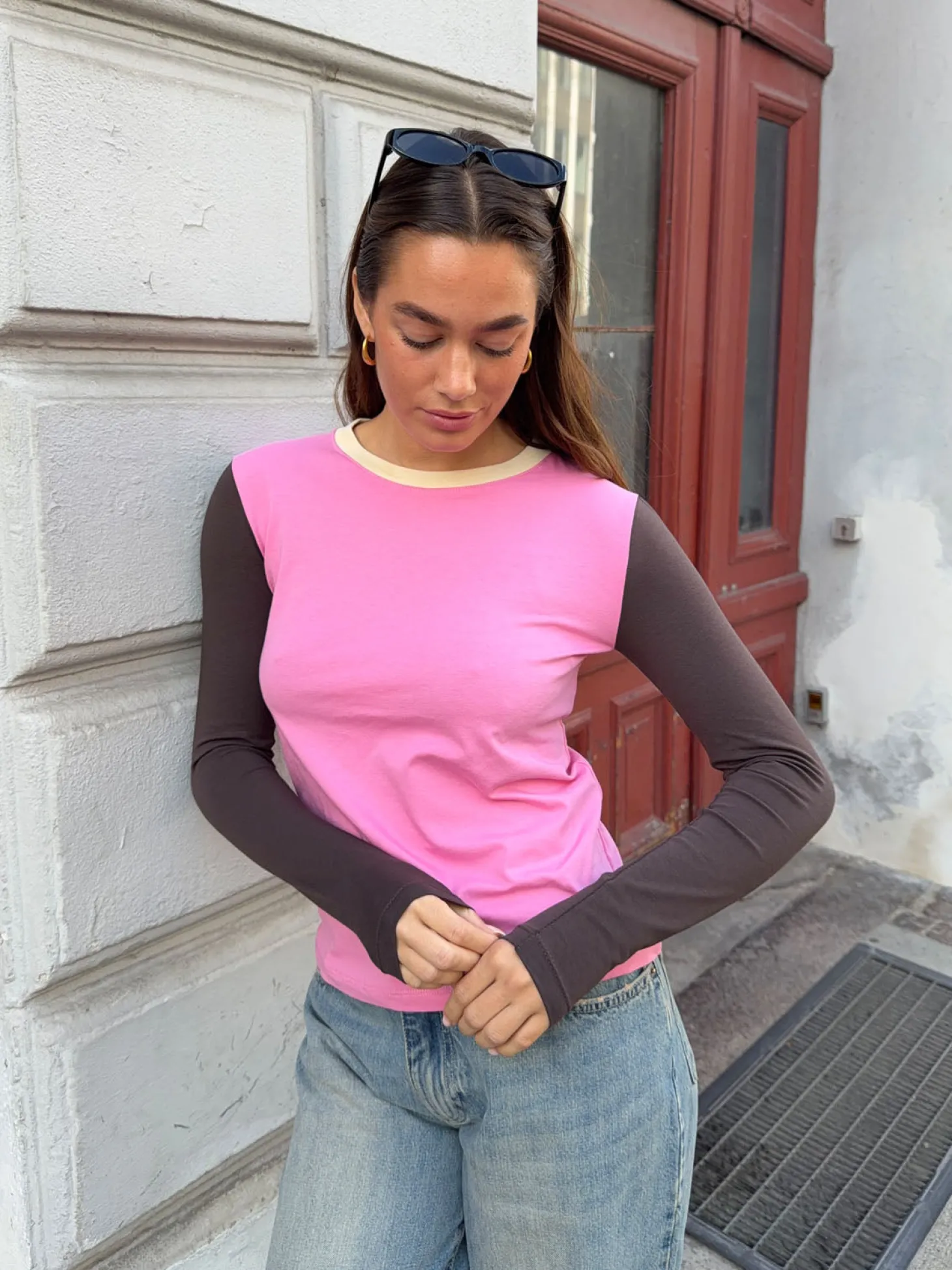 Ranaya bluse - Lyserød/brun/beige