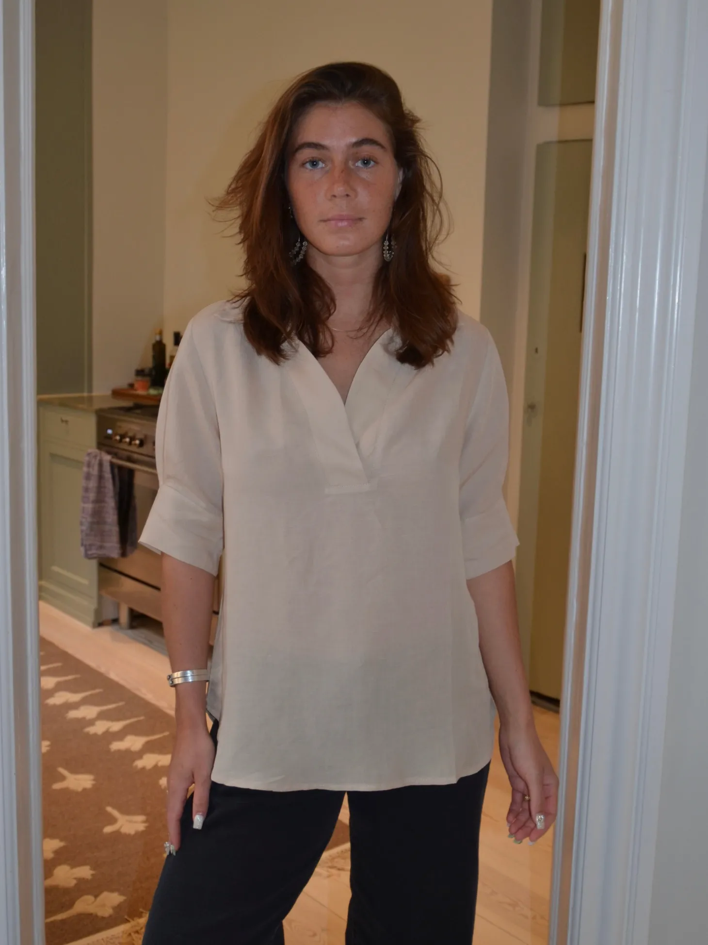 Ria bluse i hørblanding - Beige