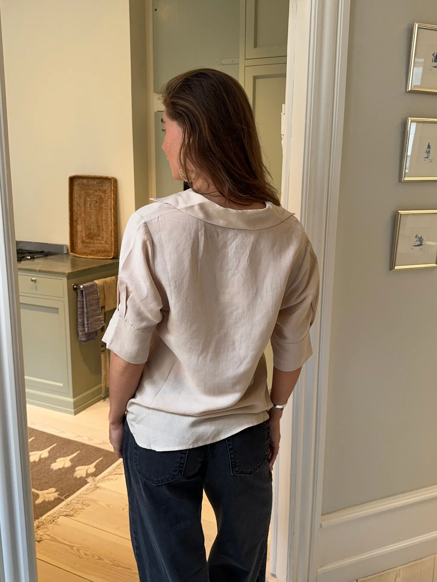 Ria bluse i hørblanding - Beige