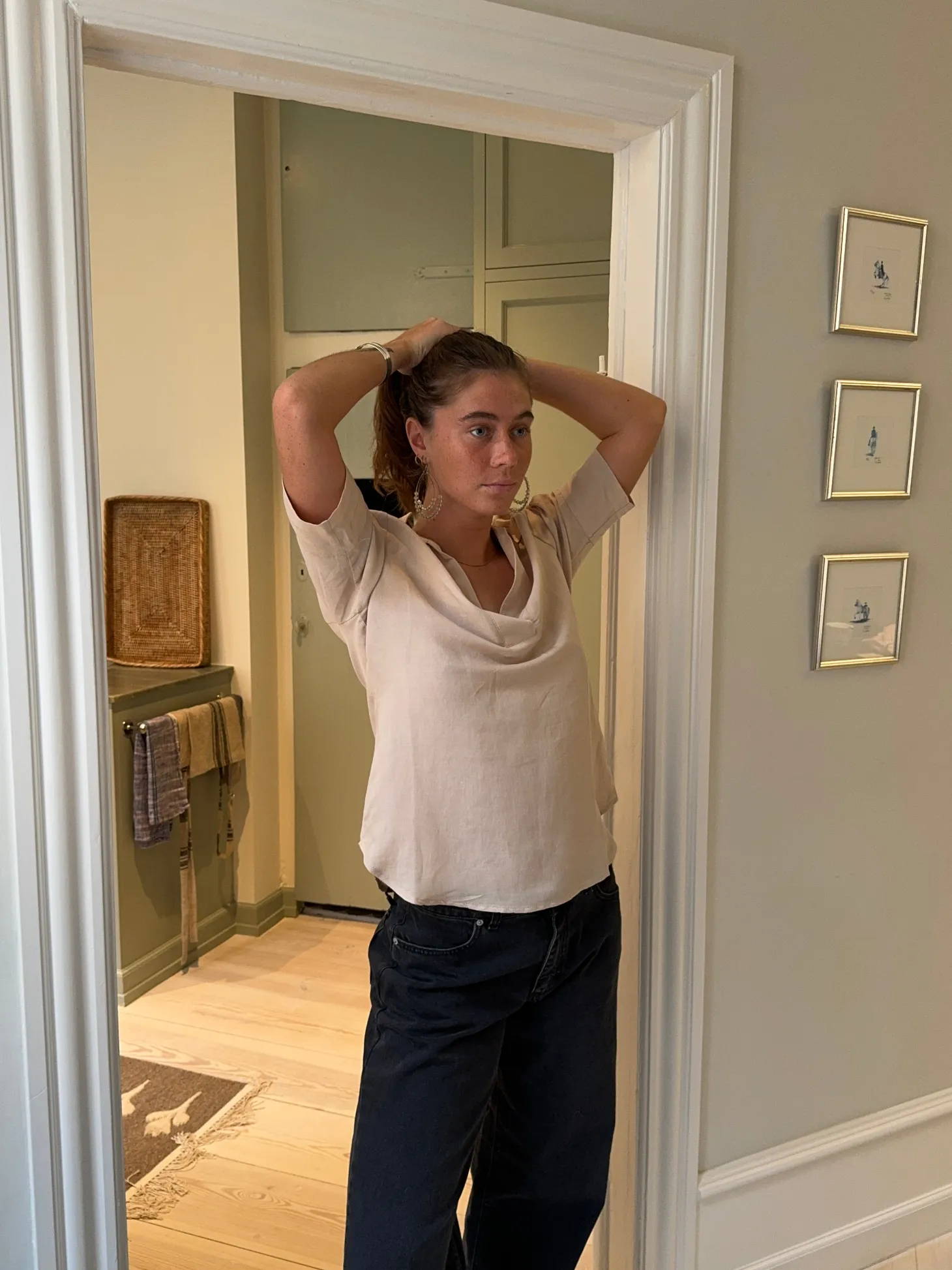 Ria bluse i hørblanding - Beige
