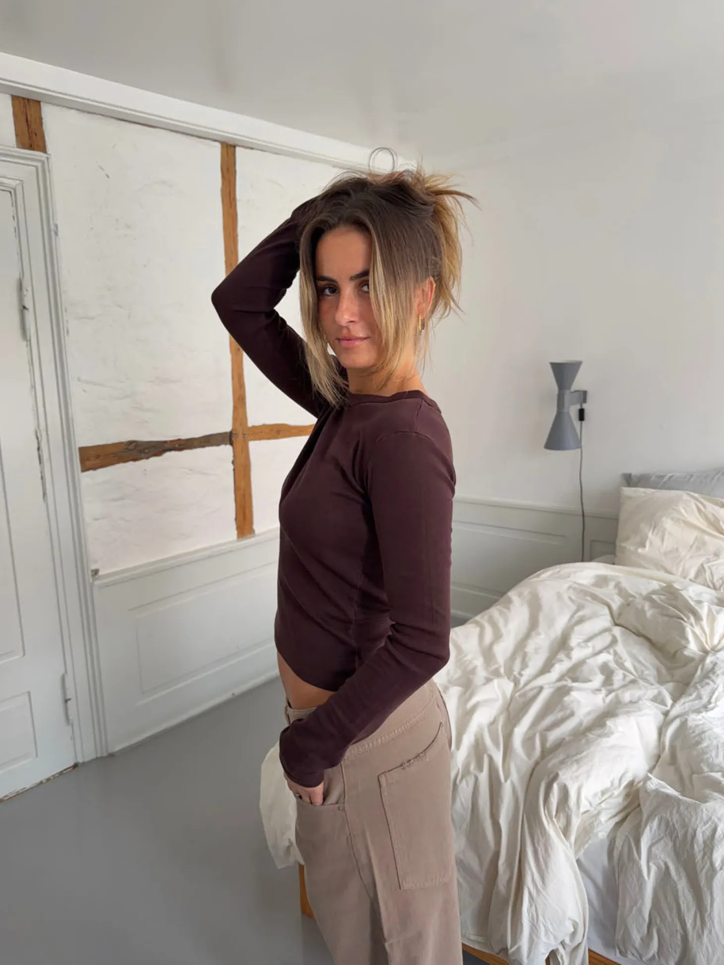 Roleo langærmet bluse - Brun