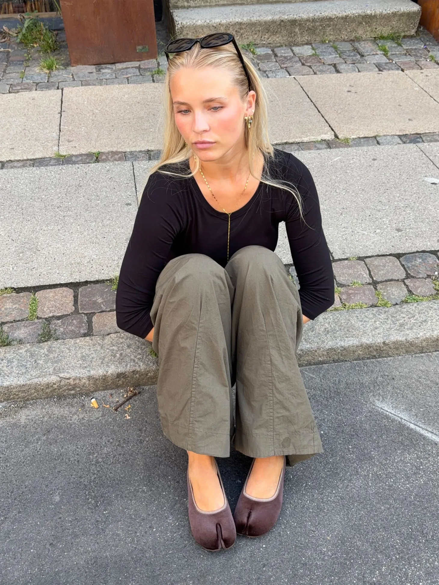 Ronia split toe ballerina - Mørkebrun