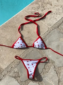 Rosella bikini med hjerter - Hvid/rød