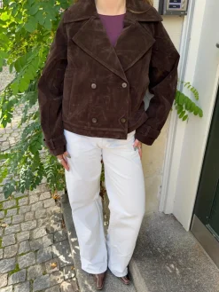 Rosie jakke i ruskind - Mørkebrun