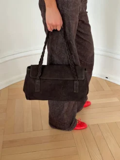 Rowan taske med flet - Mørkebrun