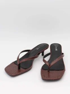 Safine mules med krokodilleprint - Brun