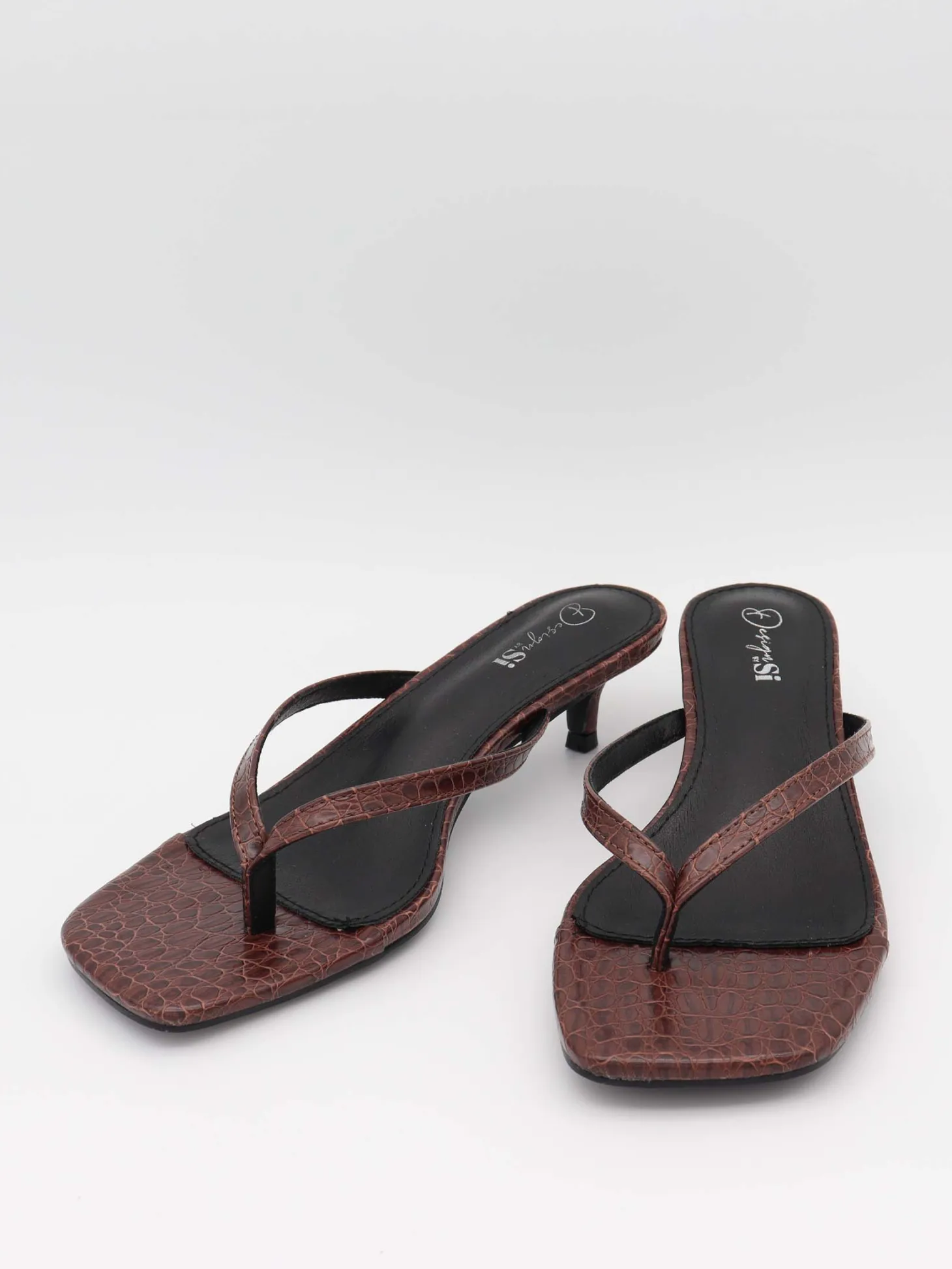 Safine mules med krokodilleprint - Brun
