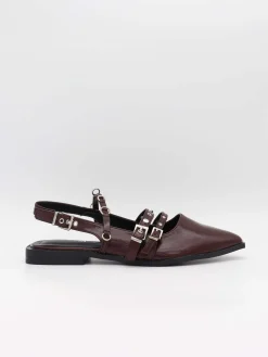 Saga slingback sandaler med spændedetaljer - Mørkerød