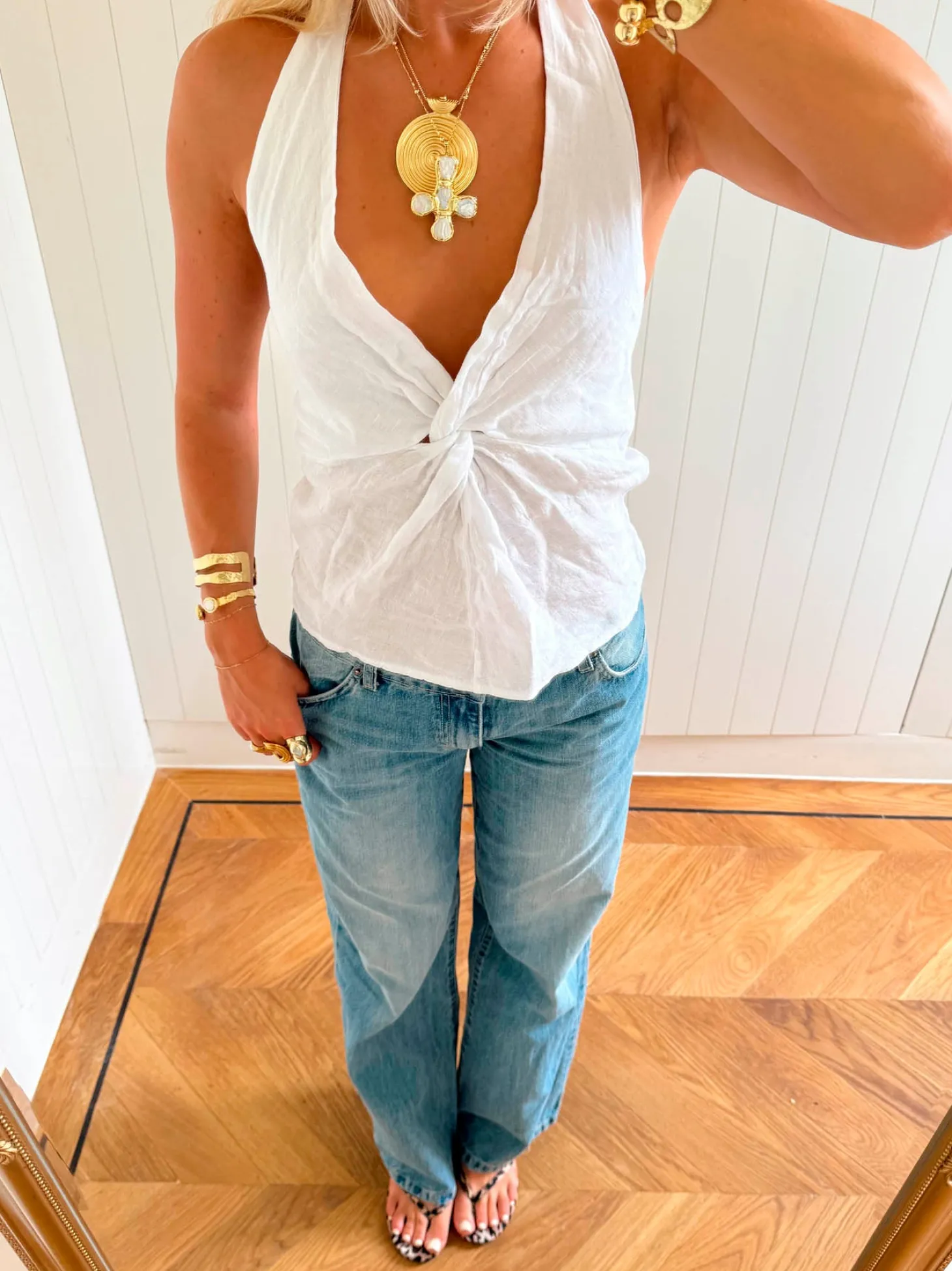 Scandivv halterneck-top med bindebånd - Hvid