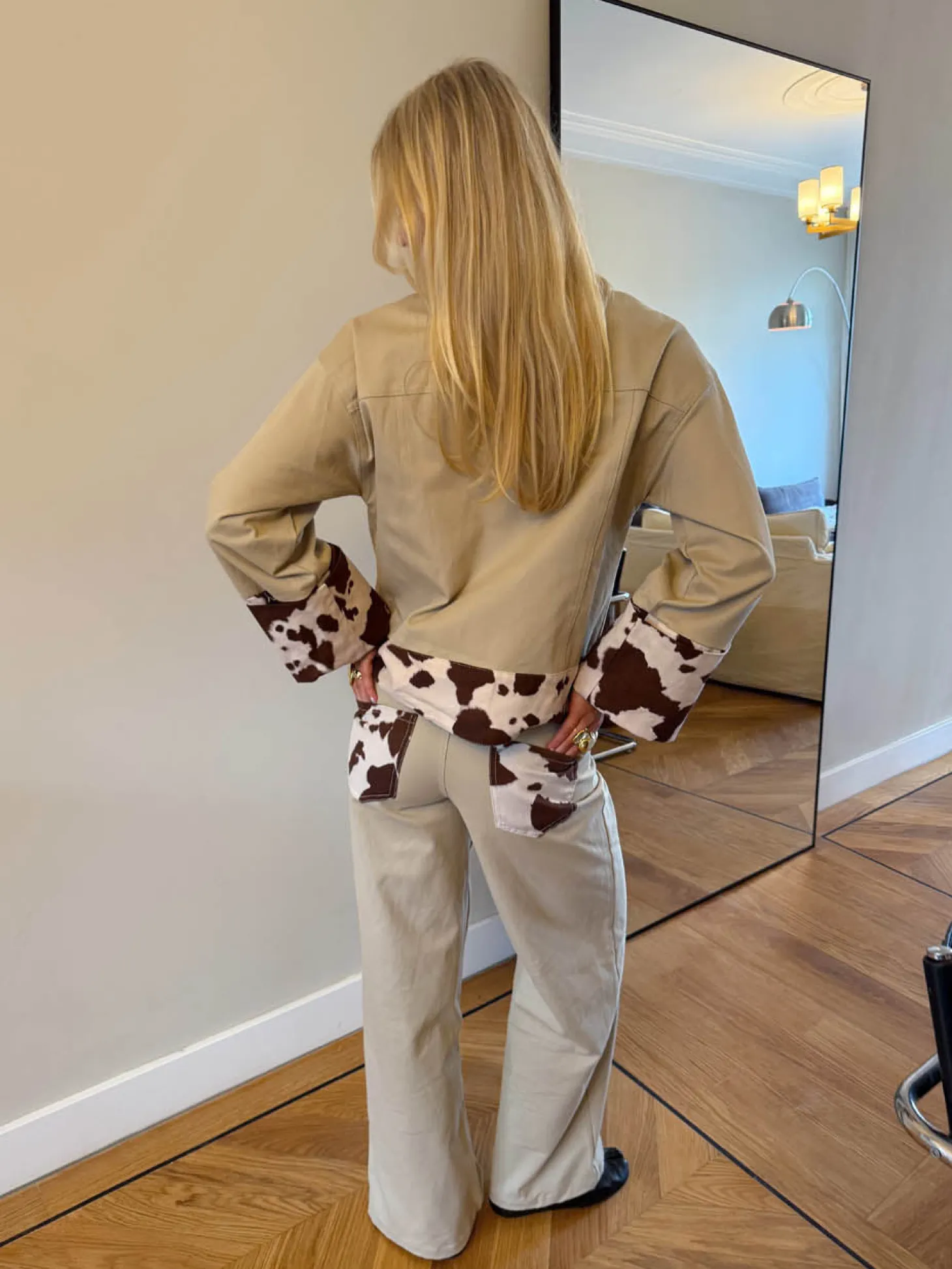 Scandivv jeans med koprint - Beige