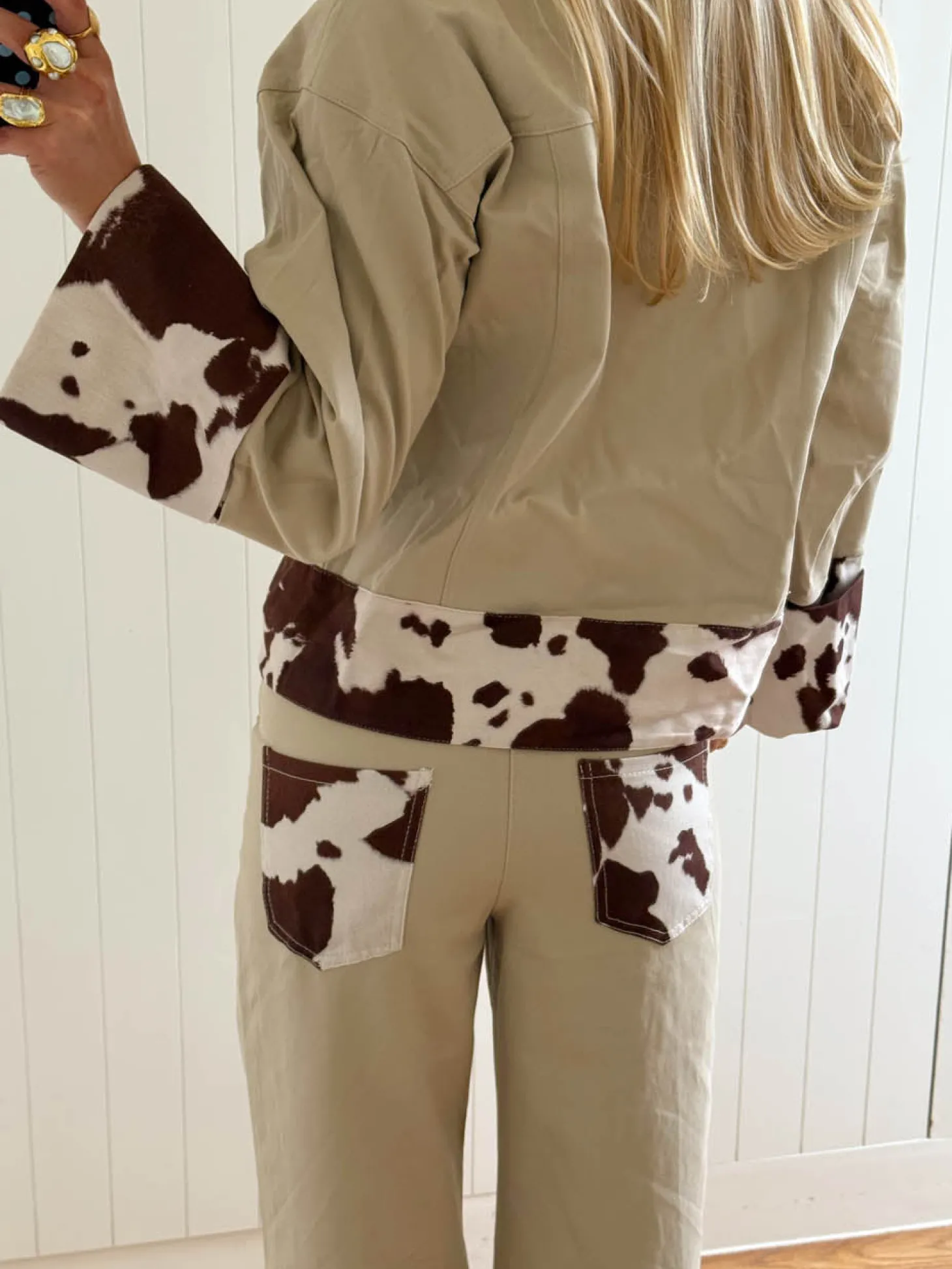 Scandivv jeans med koprint - Beige