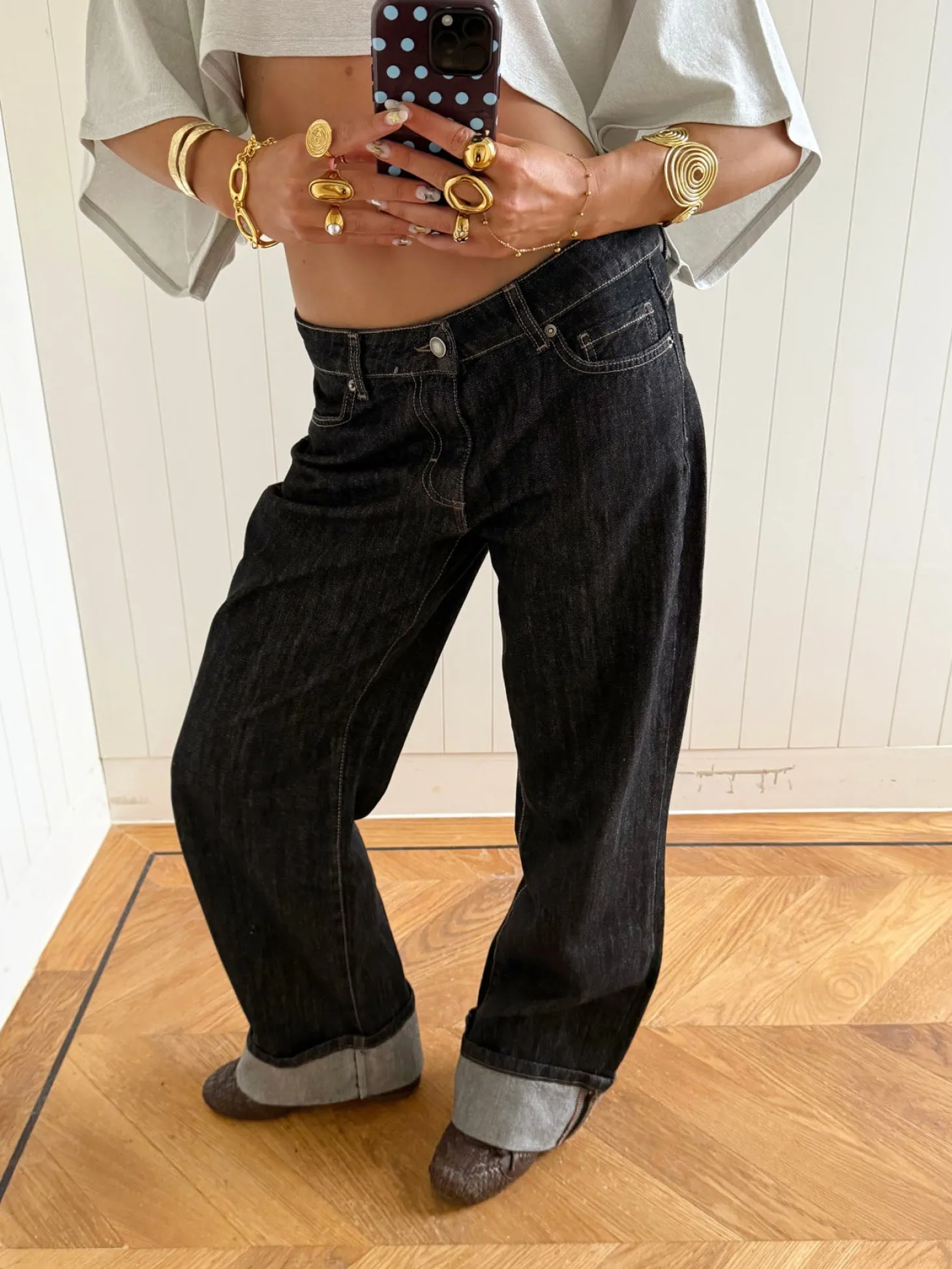 Scandivv jeans med opsmøg - Grå
