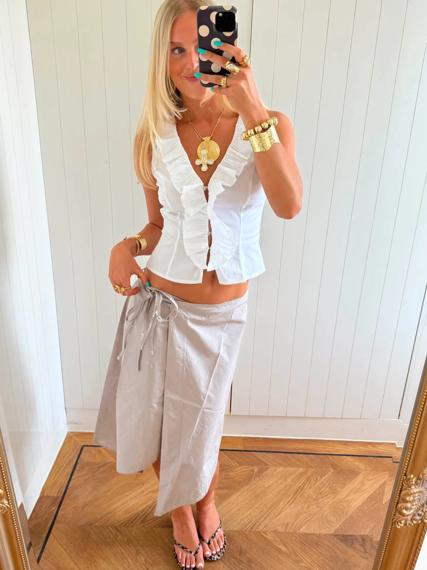 Scandivv slå-om-nederdel - Beige
