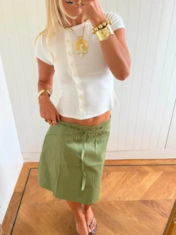 Scandivv t-shirt med knapper - Hvid