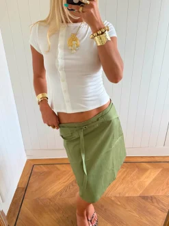 Scandivv t-shirt med knapper - Hvid