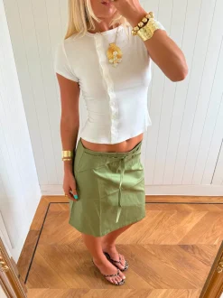 Scandivv t-shirt med knapper - Hvid
