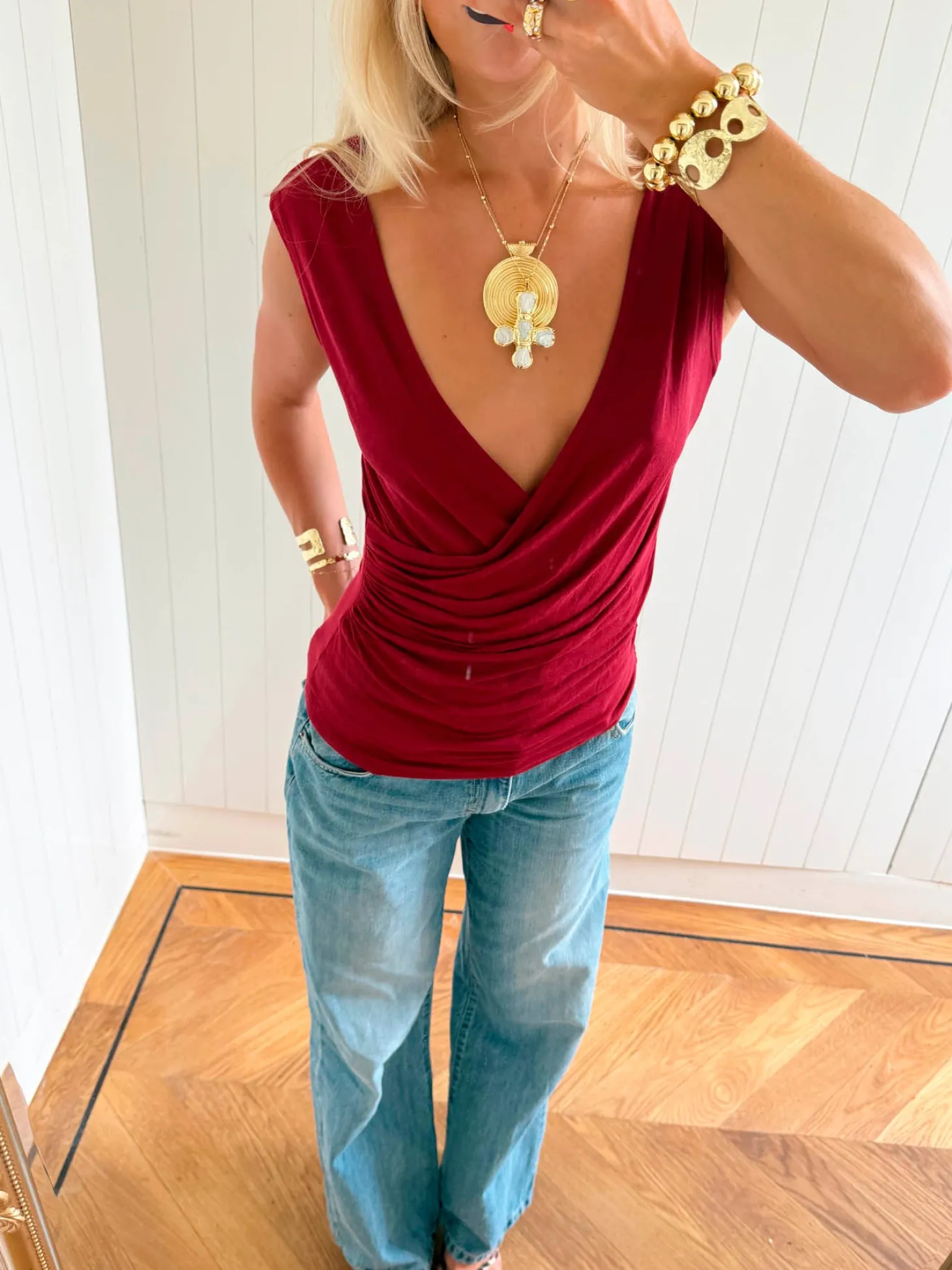 Scandivv v-neck top - Rød