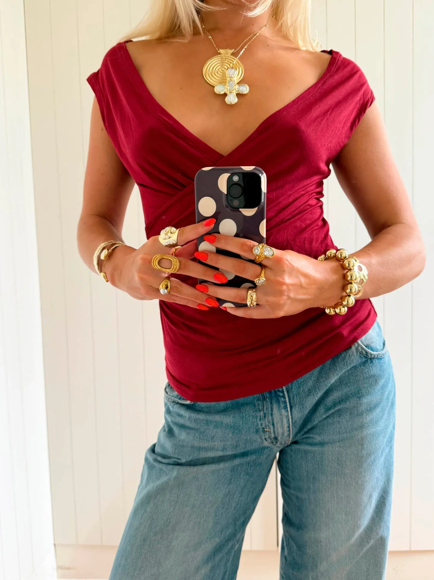 Scandivv v-neck top - Rød