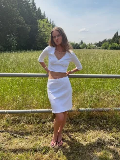 Shay pointelle nederdel - Hvid